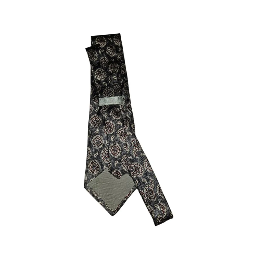 Vintage Stafford Executive Tie Gray Red Patterned Silk Necktie USA